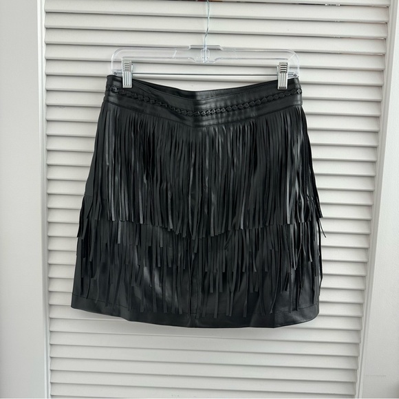 Wilsons Leather Dresses & Skirts - NWOT Wilson’s Leather Faux Leather Fringe Mini Skirt